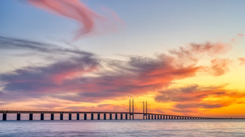 The famous Oresund bridge between Denmark and Sweden